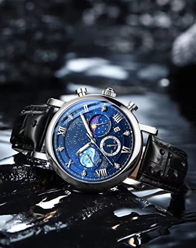 Image of MINILUJIA 50M Waterproof Men World Map Watches Creative Starry Universe Earth Globe Moon Sun Rotating Eye-catching Personalized Cool Unique Mens Watches