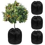 4 Pack Plant Winter Protection Pot with Drawstring and Zipper,17.7' x19.7'Plant Pot Covers,Flower Pot Protection Bag,Plant Covers Freeze Protection for Outdoor Winter Garden Fruit Trees Potted Shrubs