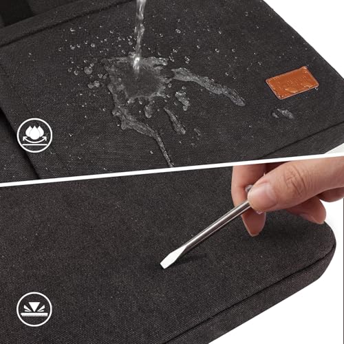 Image of ESTARER Laptop Bag 17-17.3 Inch, Protactive Computer Bag Men, Water-resistant Canvas Laptop Case Slim Laptop Sleeve Fits Dell XPS /HP Pavilion /Ideapad /Acer /HP Omen /LG Gram, Dark Grey