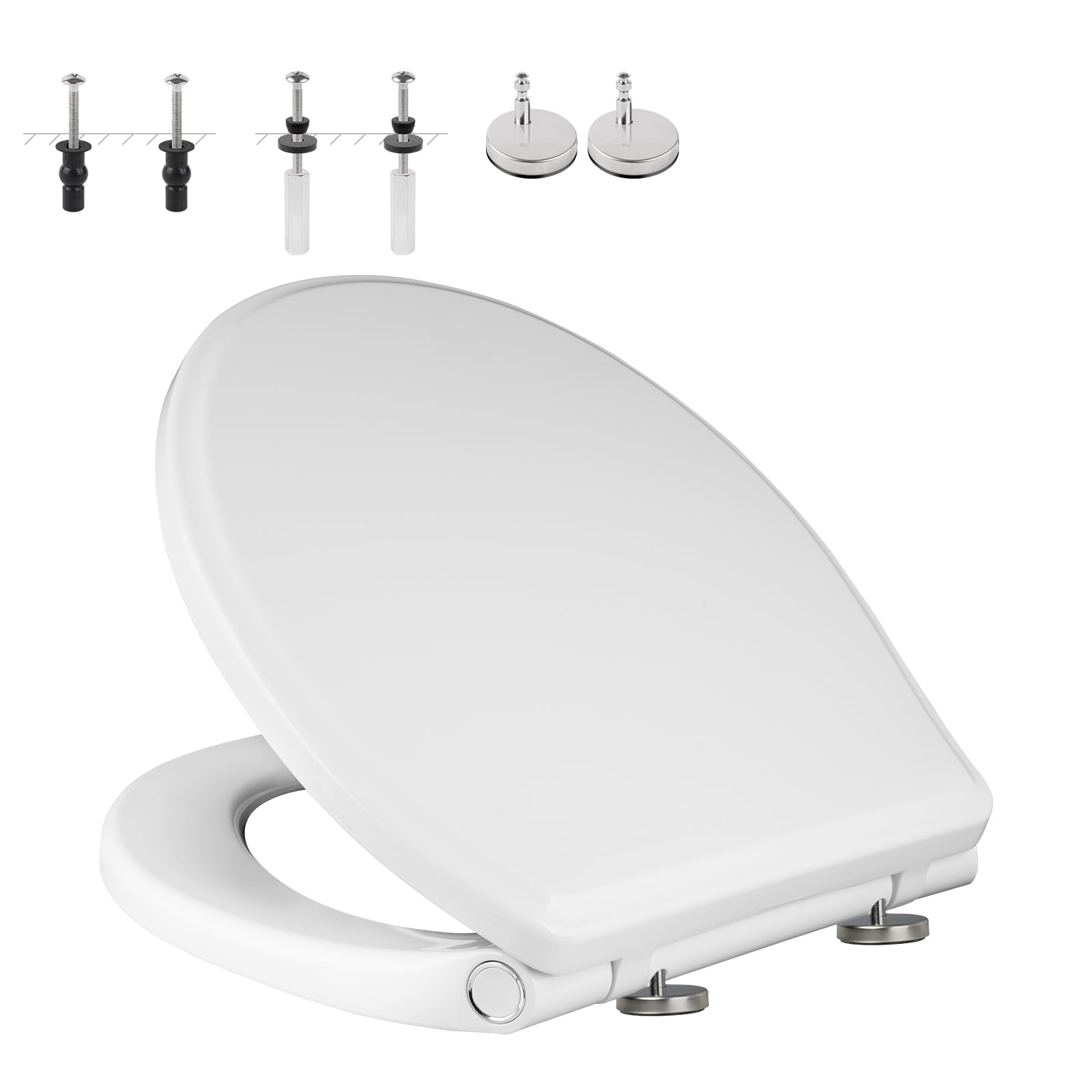 Universal Elongated Toilet Seat Softclose Cover, One-Click to Quick Release