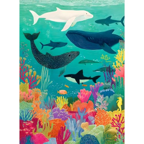 Puzzle de 300 piezas para adultos con tema de ballenas bajo el agua, 20.5 x 15 pulgadas miniatura 1