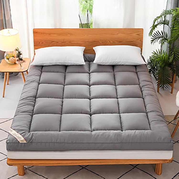 Japanese Futon Mattress, Full Size Floor Bed - 4-Inch Thickened Fabric, Foldable & Portable with Anti-Slip Straps for All-Season Comfort, Ideal for