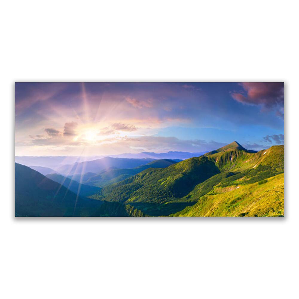 Tableau mural moderne paysage de montagne en verre trempé 120x60cm déco design Tulup