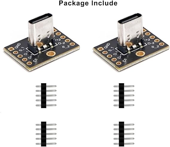 Treedix 2pcs USB Type C Breakout Board-Vertical Female Connector USB Type C Connector Board PCB Converter Board