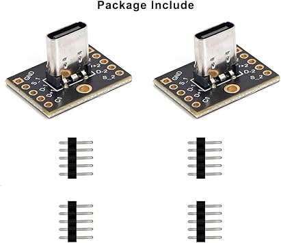 Treedix 2pcs USB Type C Breakout Board-Vertical Female Connector USB Type C Connector Board PCB Converter Board