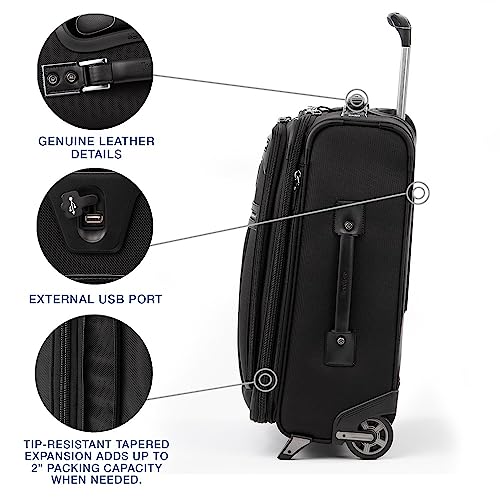 Travelpro Platinum Elite Softside Expandable Carry on Luggage, 2 Wheel Upright Suitcase, USB Port, Men and Women, International, Shadow Black, Carry On 20-Inch4