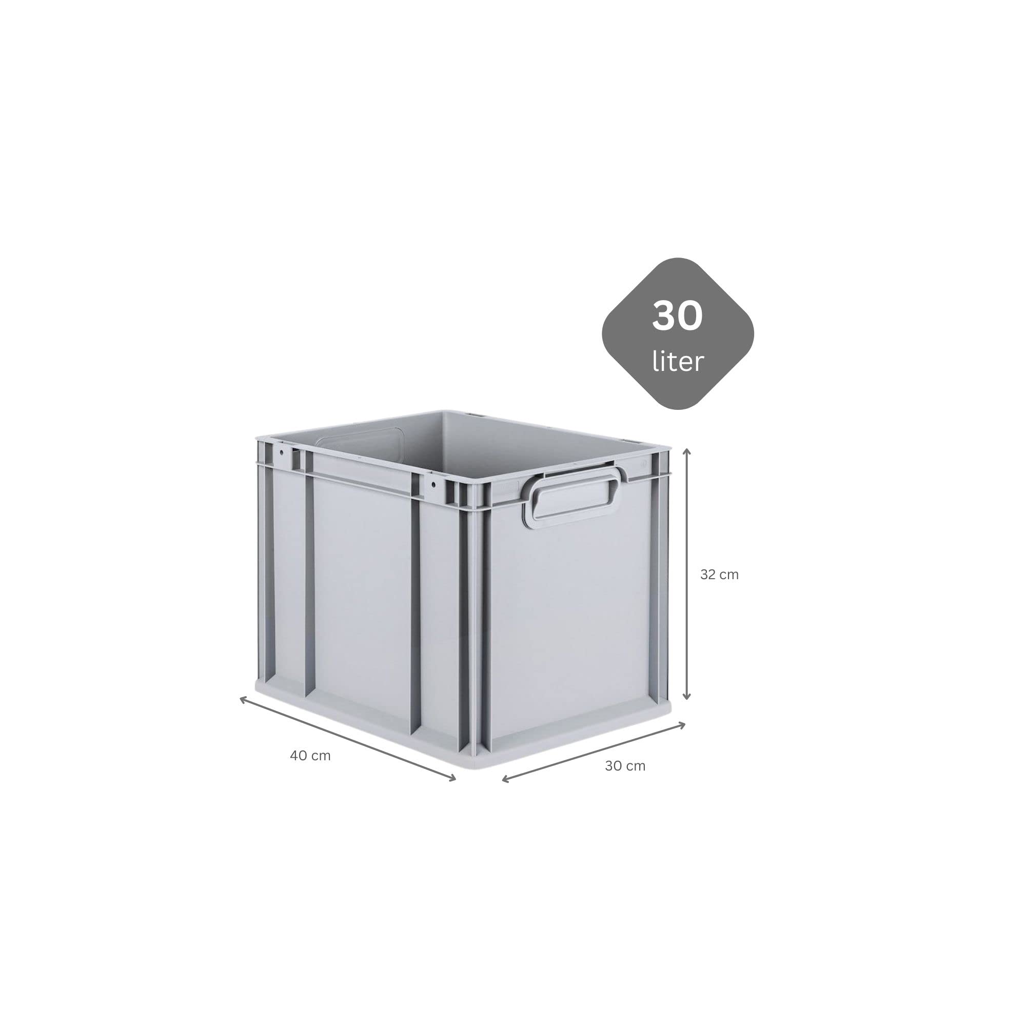 PROREGAL SET SUPER ÉCONOMIQUE 4x Bac Euro NextGen Economy avec couvercle d'appui et 4x fermetures à glissière jaunes | Poignées fermées | HxLxP 32x30x40cm | 30 litres | Eurobox, empilables