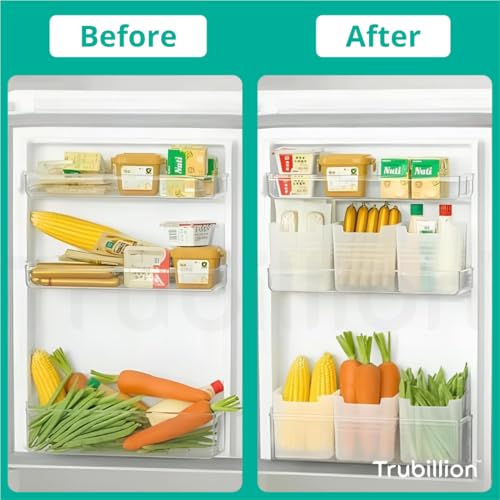 Image of CoolSort, Set of 6 Multipurpose Fridge Storage Boxes for Side Door, BPA-Free, Freezer Safe, Transparent, Durable Design, Space-Saving Organizer for Fruits, Vegetables, Space saving (6)
