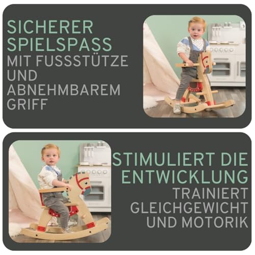 Bandits & Angels Schaukelpferd mit abnehmbarem Steigbügel ab 1 Jahr – Sitzhöhe 28 cm – Schaukelpferd aus Holz – für Jungen und Mädchen – Schaukeltier – Bild 5