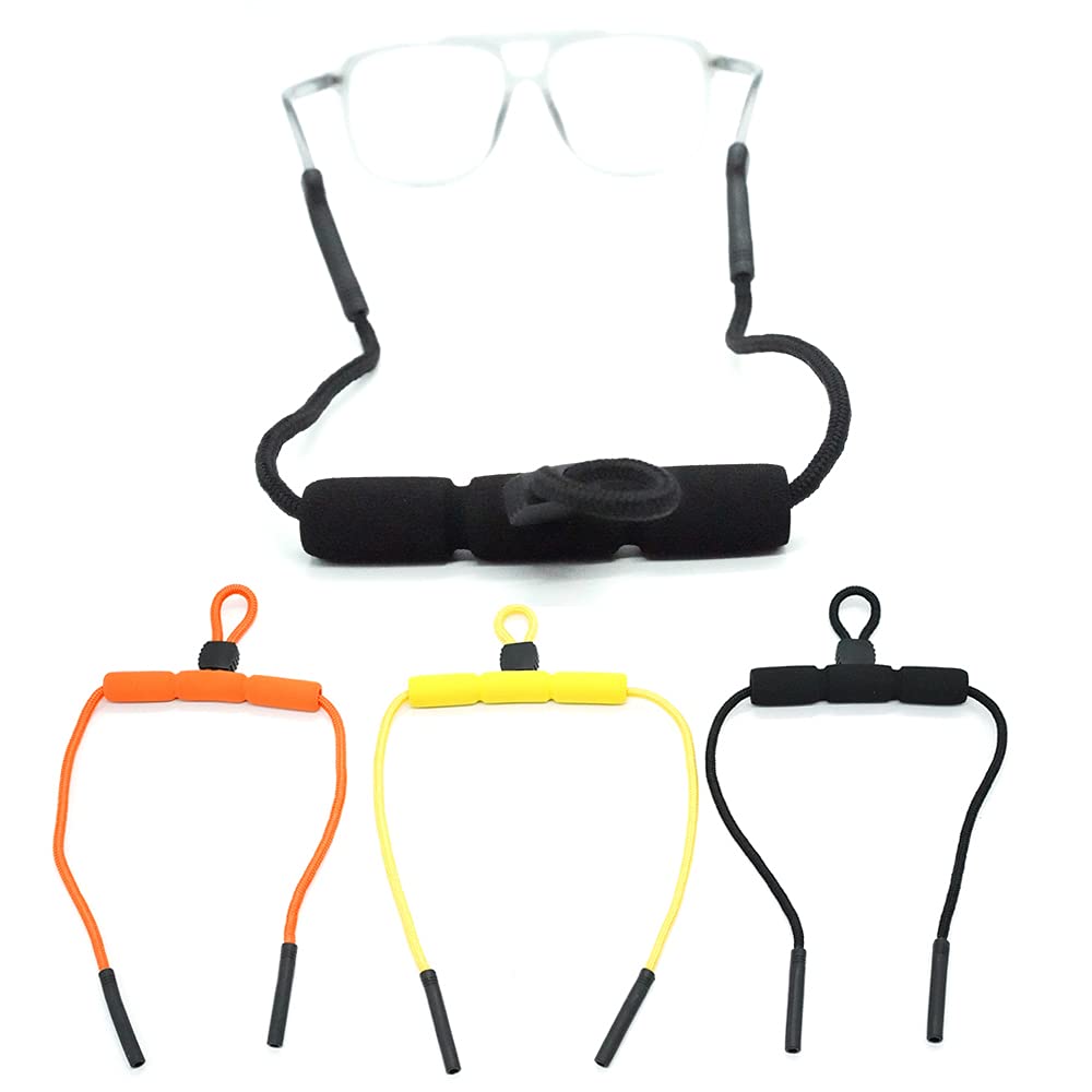 dandodoFloating Eyewear Retainer Sunglasses Lanyard Sunglass Holder Strap Durable Secure Soft for Men Women Water Sports, Outdoor Adventures with Glasses Cloth-3Packs., Black,yellow,orange, 24.8 inch