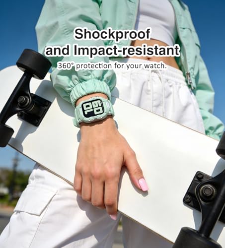 Image of ULTIMAL Rugged Band Compatible with Apple Watch Band 42mm Series 11 /10 with Case, Military-Grade Shockproof Strap for iWatch with Bumper Case Cover Men Women(Green)