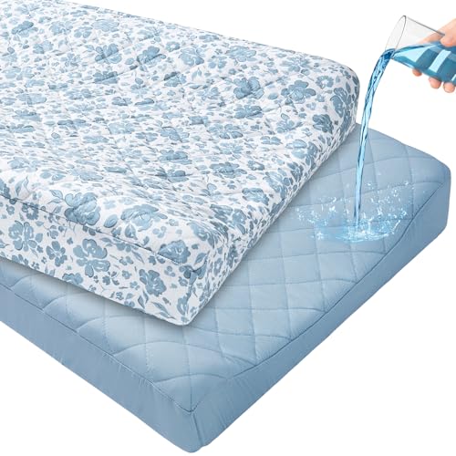 FIOBEE Changing Pad Cover Waterproof 2 Pack Quilted Diaper Change Table Sheets Breathable & Ultra Soft for Newborn Baby Boys Girls Fitted Changer Pads...