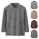 Betadog Boys Girls Thermal Tops Kids Winter Undershirt Stripe Turtleneck Baselayer Long Sleeve T (White, 7-8 Years)