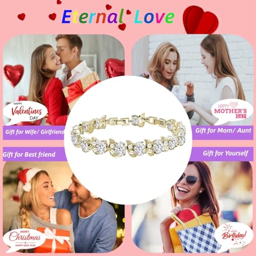 Image of LMXXVJ Fashion Tennis Bracelet Created Emerald White Gold Plated Charm Bracelet Gifts Jewelry for Women