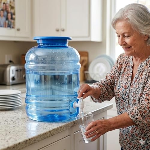 Image of Plastic Water Dispenser 10L for 20 Litre Bottle Jar with Tap | Water Motka | Pani Motka Jar Water Contenar BPA Free Plastic, Blue Pack of 1