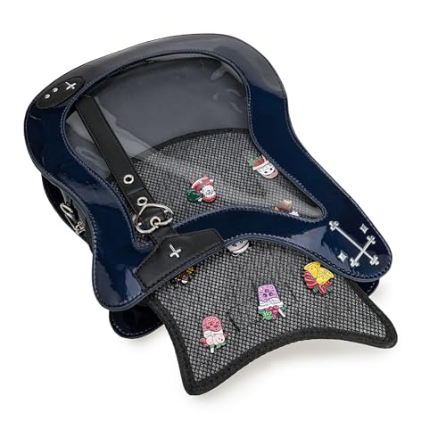 Rock Metal Guitar Ita Bag Crossbody Shoulder Bags Kawaii Cute Clear Window Pin Insert with a Removeable Strap4