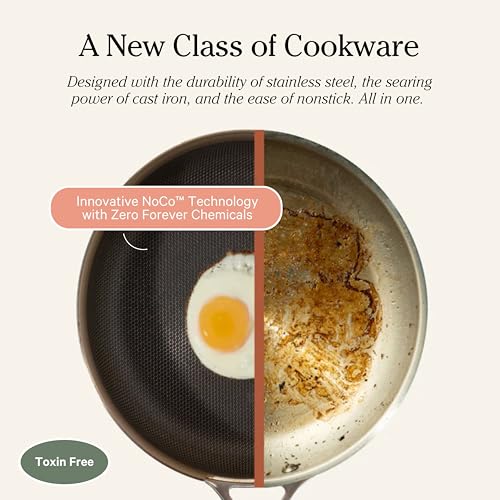 Our Place Titanium Always Pan Pro - 10.6” (2.8 Qt) No-Coating Nonstick Technology | Tri-Ply Titanium & Stainless Steel | Safe for Oven, Induction & Cooktops up to 1000°F | Beechwood Spatula | Chrome - Image 5