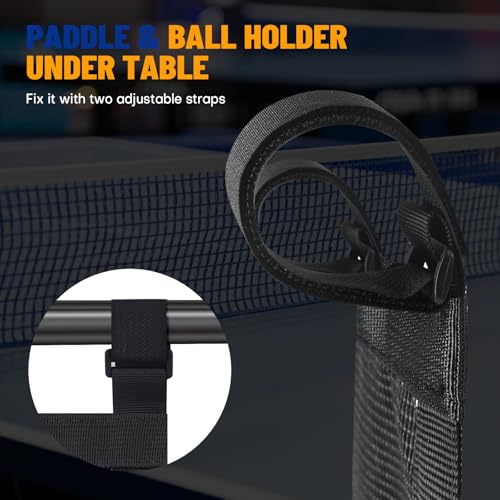 Image of Ping Pong Paddle Holder, Hanging Mesh Storage Bag for Table Tennis Rackets & Balls, Under Table Organizer with Adjustable Straps, Fits Pickleball Paddles