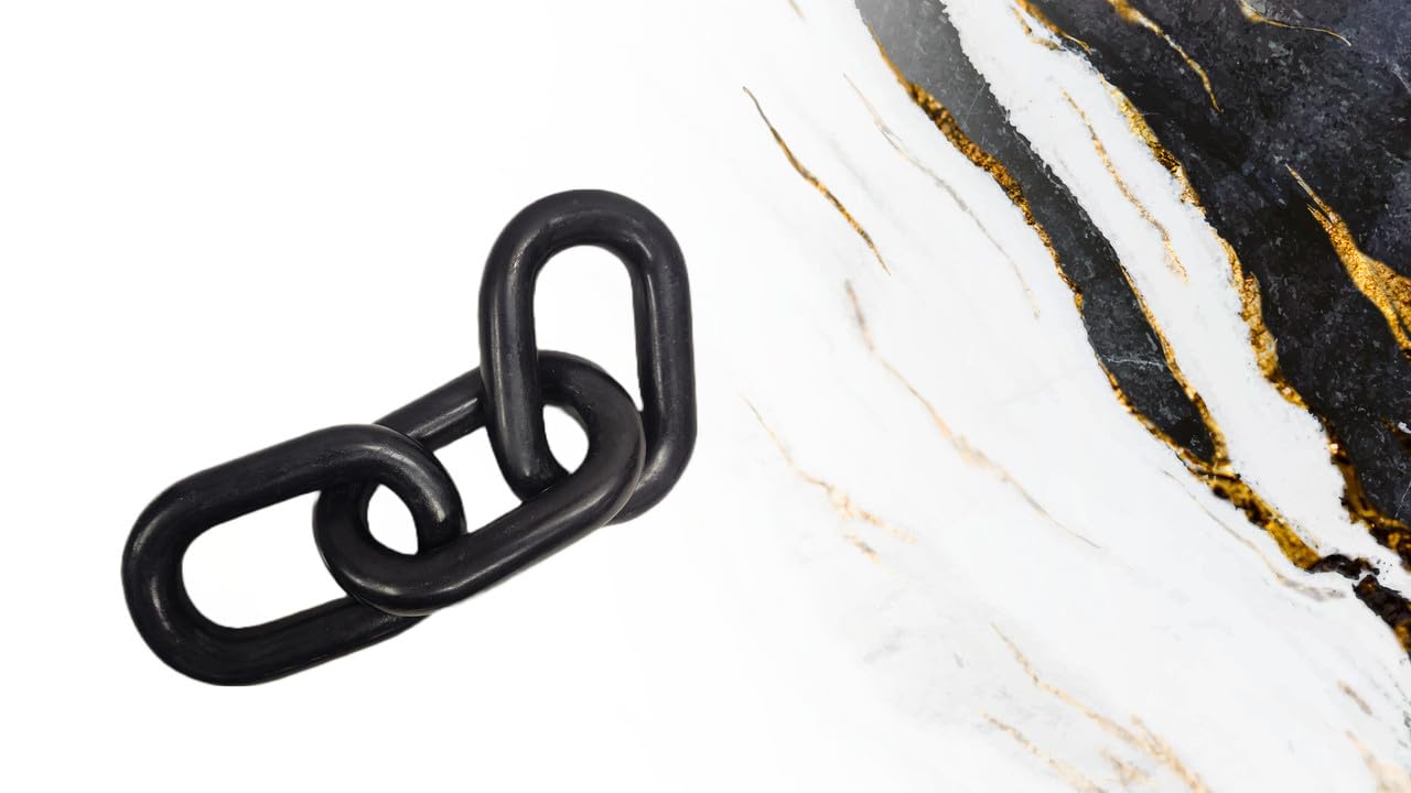 Escultura de cadena de eslabones de mármol negro | Decoración de cadena de eslabones | Nudo de mármol | Eslabón de mármol | Decoración del hogar | Cadena de mármol | Arte de cadena (SIN UNIÓN)