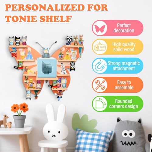 Image of Butterfly for TonieBox 1 /2 Tonies Figures Organizer Storage Wall Shelf | Magnetic Display Stand Collection 30~40 Tonie Box Characters Floating Shelves Storage Player