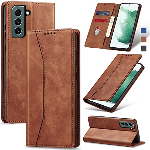 Image of Jasonyu Flip Wallet Case for Samsung S22 5G,Brown