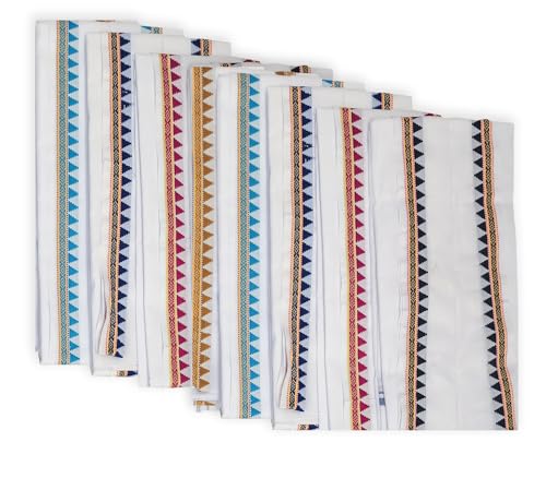 Image of Handloom Pure Cotton Traditional God Towel | Gamcha /Angocha Towel | Fast Absorbing Bath Towels for Men, Women & Kids | Perfect for Everyday Use |Pack of 8 | Size 76 x 178 cm | White