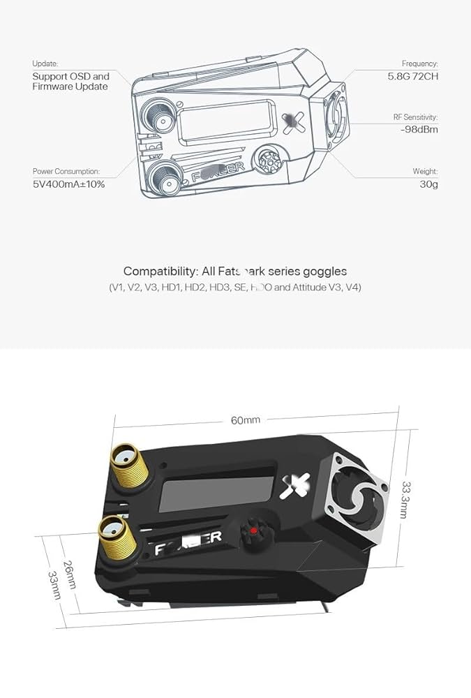 Amazon.co.jp: 置換可能 Foxeer Wildfire 5.8 グラムゴーグル