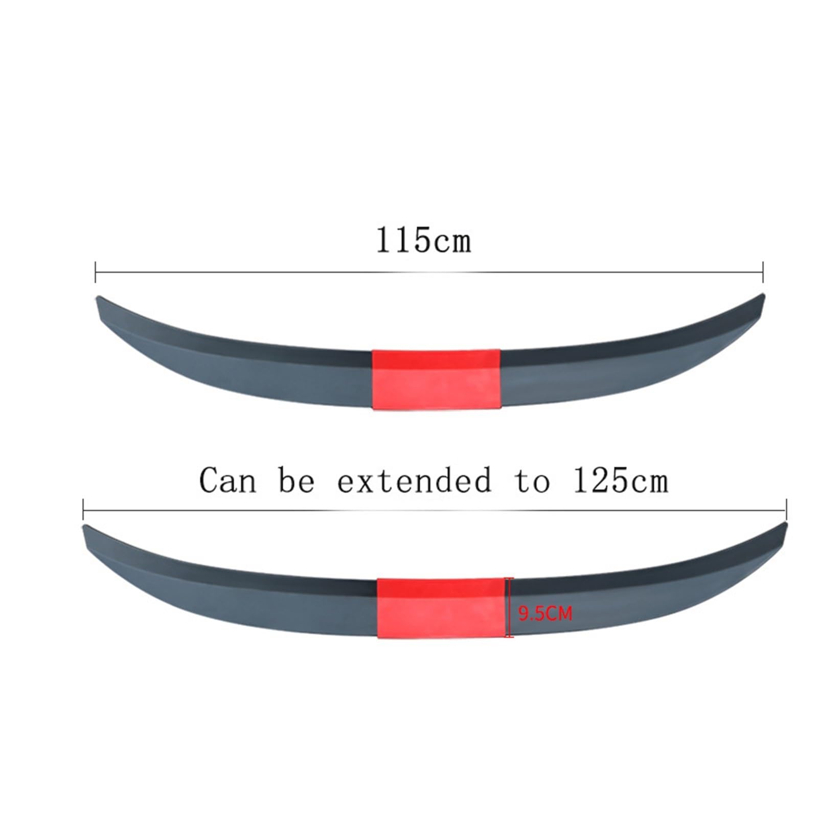 alerone posteriore 3 pezzi universale spoiler per auto bagagliaio ala posteriore 115-125 cm regolabile per la maggior parte(Black and red)
