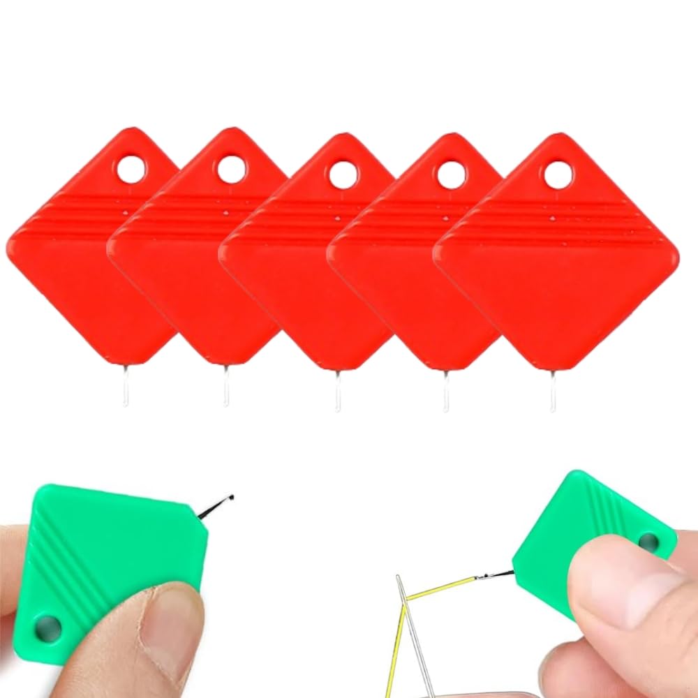 Automatic Needle Threaders for Hand Sewing, 2025 Upgrade Embroidery Floss, Sewing Machine Needle Threader, Sewing Supplies Tool, Fits All Needle Sizes (5, Red)