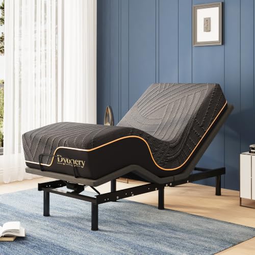 Image of Dyonery Twin XL Adjustable Bed Base + 14 Inch Memory Foam Mattress | Wireless Remote, Head and Foot Incline, Zero Gravity, Cooling Copper Foam, Fiberglass Free Mattress, Tools-Free Assembly