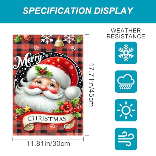 Image of BlissYard Christmas Santa Claus Garden Flag 12x18 Inch Polyester