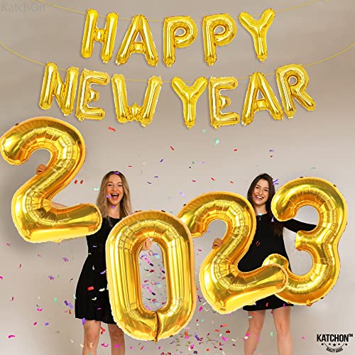 Gold Happy New Year Balloons, 16 Inch - Gold 2023 Balloons Numbers | Foil Happy New Years Letter Balloons | Happy New Year Decorations 2023 | New Years Eve Party Supplies 2023 | Nye Decorations 2023 #TOP1