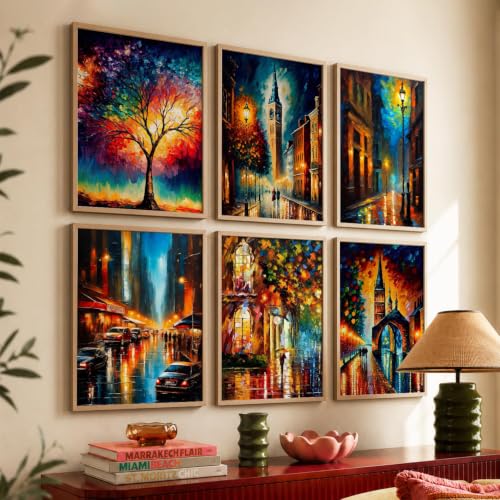 Image of kotart Premium Digital Paintings with Frame for Home Decoration - Painting for Living Room Bedroom Office Room Decor - Painting for Wall Decoration - Pack of 6 (Art 8, 13x17 inch)