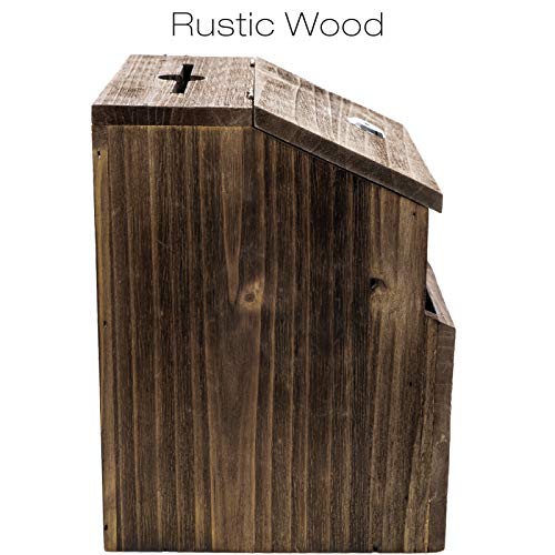 Excello Global Products Rustic Suggestion Box With Lock: Wooden Ballot Comment Box, Wall Mounted Or Freestanding. Includes Printed Labels & Suggestion Pads Cards #TOP4