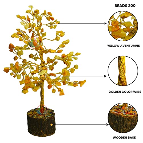 Image of REMEDYWALA Enhance Your Space with the Yellow Aventurine Crystal Tree Featuring 200 Beads