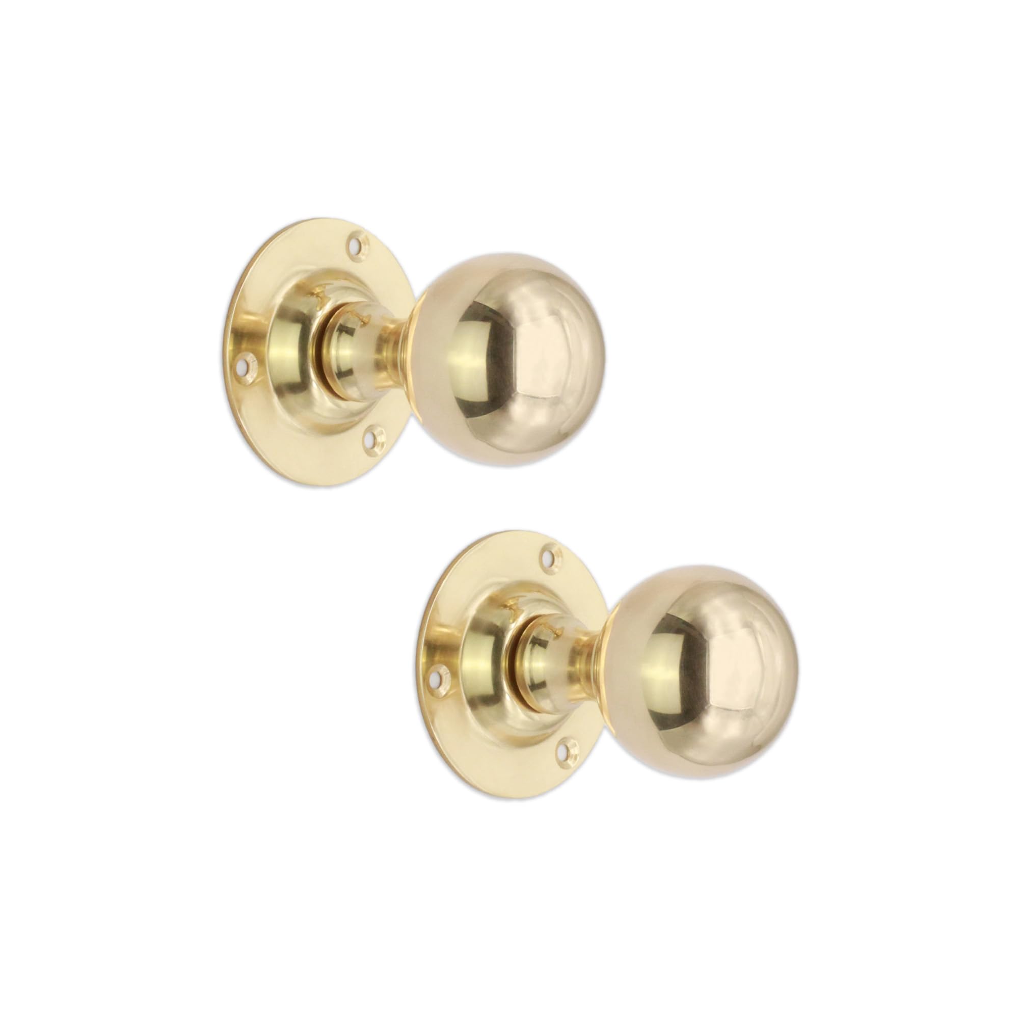 Infinity Decor Polished Brass Pair Of Round Ball Mortice Door Knobs Set 45Mm Pull Handles Pair - Ideal For Interior And Exterior Use