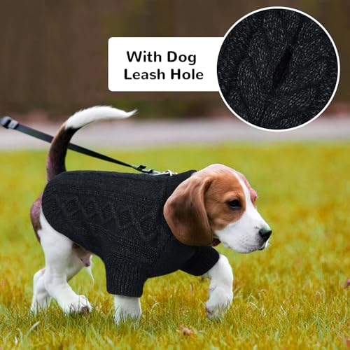 Hjumarayan Hundepullover - Schlicht & Elegant Pullover Hund, Warme Hundepullover Mittelgroße Hunde mit Geschirrloch für Leine, Schöner Hundepulli mit Beinen für Französische Bulldogge (Schwarz M)