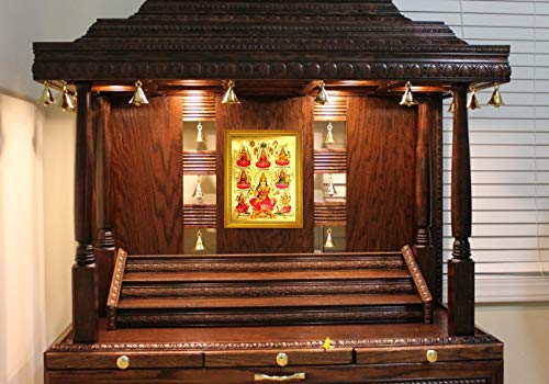 Image of ADA Handicraft Premium Hindu Lord Goddess Ashta Lakshmi God Religious Framed Painting for Wall and Pooja /Hindu Bhagwan Devi Devta Photo Frame /God Poster for Puja (35 * 25) cm, Wood Rectangular