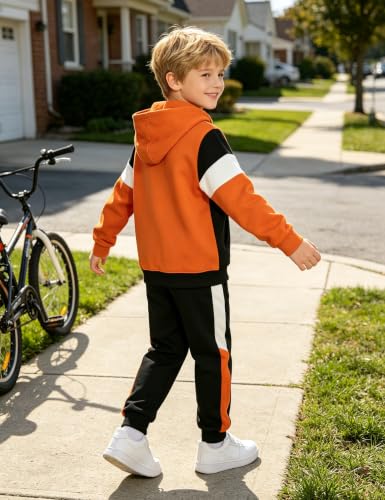 Image of Boys Clothes Long Sleeve Color-blocked Hoodie Top and Pants 2PCS Winter Sweatsuits Fall Boys Outfits 2-8 Years