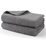HOMEXCEL Professional Large Microfibre Car Drying Towels 2 Pack, Lint Free, Scratch Free, Highly Absorbent Drying Towel for Cars, SUVs, RVs, Trucks, and Boats,78 x 61 cm,Grey