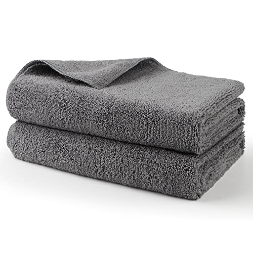 HOMEXCEL Professional Large Microfiber Car Drying Towels 2 Pack, Lint Free, Scratch Free, Highly Absorbent Drying Towel for Cars, SUVs, RVs, Trucks, and Boats,31″ x 24″,Grey