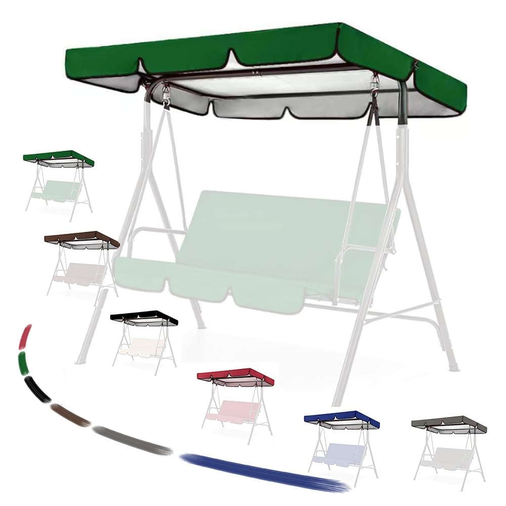 OPOLDBDMAC Patio Swing Cover 78x57in 98x73in Replacement Canopy For Outdoor Swing，Glider Swing Sunshade Top Thickened Oxford Hammock Cover Top Waterproof Windproof(Green,74.8x52in-190x132cm)