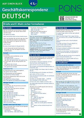 PONS Geschäftskorrespondenz auf einen Blick Deutsch: Briefe und E-Mails sicher formulieren (PONS Au PONS Geschäftskorrespondenz auf einen Blick Deutsch: Briefe und E-Mails sicher formulieren (PONS Au
