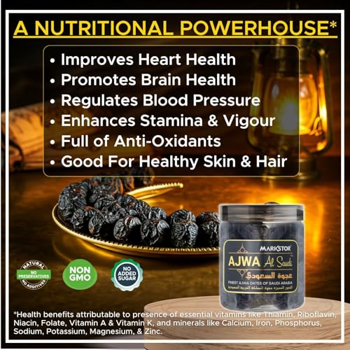 Image of MARKSTOR Ajwa Al-Saudi - Finest Original Ajwa Dates (Khajoor /Khajur) Of Madina, Saudi Arabia - 250 Grams, Fresh