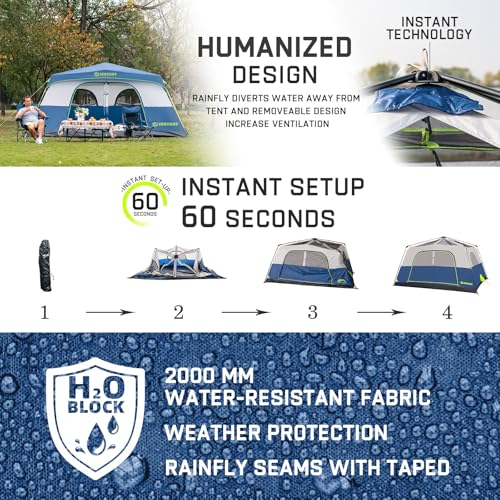 Image of 4 /6 /8 /10 Person Instant Tent, Waterproof Pop Up Tents for Camping with Rainfly, 60 Seconds Easy Setup, Automatic Cabin Tent for Family Camping with Expandable Carry Bag & Upgraded Ventilation