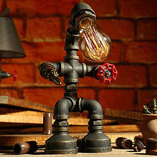 Rétro Industriale Tubo Acqua Lampada da Tavolo Steampunk Inox Scrivania