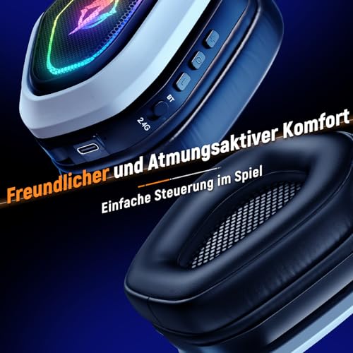 image for Ozeino 2.4GHz Wireless Gaming Headset for PC, Ps5, Ps4 - Lossless Audi