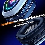 OW810 Gaming Headset, Type-C & USB Schnittstelle 2.4GHz Wireless Headset mit, Bluetooth Headset, Headset Mit Mikrofon Geräuschunterdrückung, für PC/PS4/PS5/Mac, 20H+ Akkulaufzeit - Weiß – Bild 4
