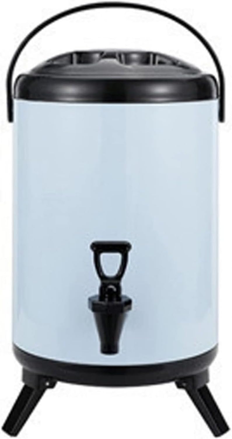 Distributeur de Boissons Isotherme avec Robinet, Seau en Acier Inoxydable pour thé lacté, café et jus, récipient Portable pour Boissons Chaudes ou Froides, capacité de 10 litres, Bleu