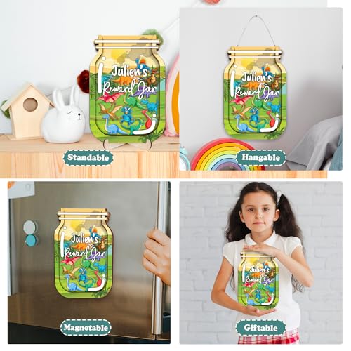 Image of Dinosaur Magnetic Reward Jar for Teacher Kids Student Token Potty Training Chore Chart Toddler Boys Girls Good Behavior Management Tools Classroom Decor Back to School Gifts